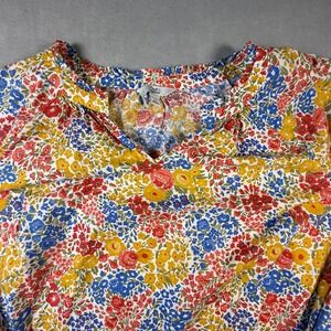 Croft & Barrow Womens Plus 2X Floral Cotton Blouse Long Sleeve Ruffle Neck Top